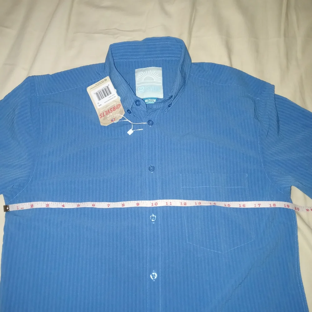 Men's RSVLTS Regatta-Stretch Seersucker Short Sleeve Shirt Size M - Picture 6 of 14